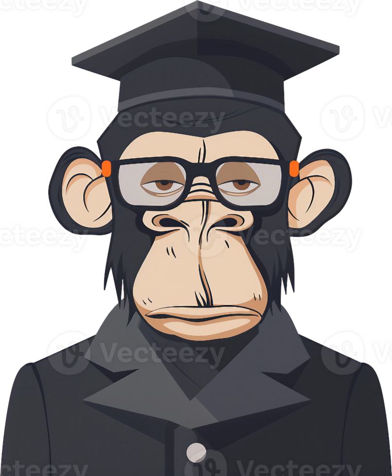 monkey wearing a graduation cap and gown clipart png