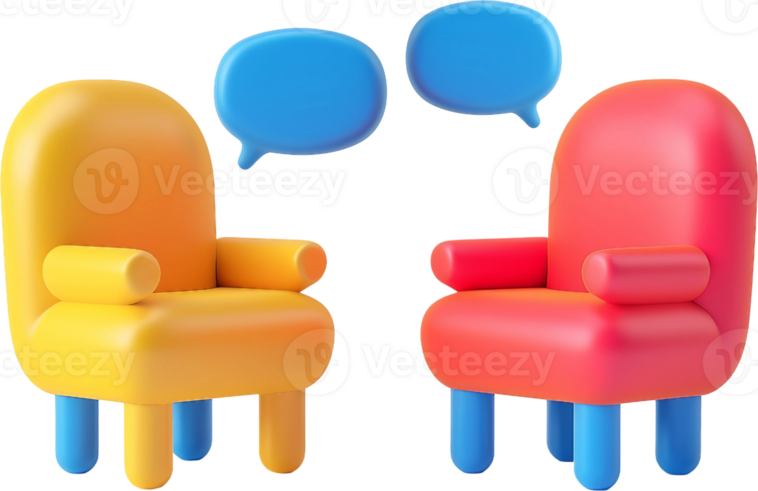 two chairs with speech bubbles on them png