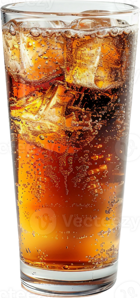 a glass of cola with ice and ice cubes png