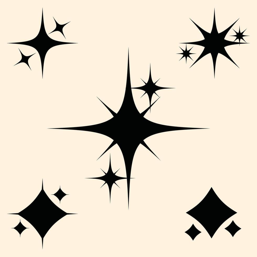 Set of blinking stars, sparks and sparkles. Shining twinkle sunburst shapes collection. Magic light flare pack for design template, poster, banner, brochure, leaflet. glint glitter illustration vector