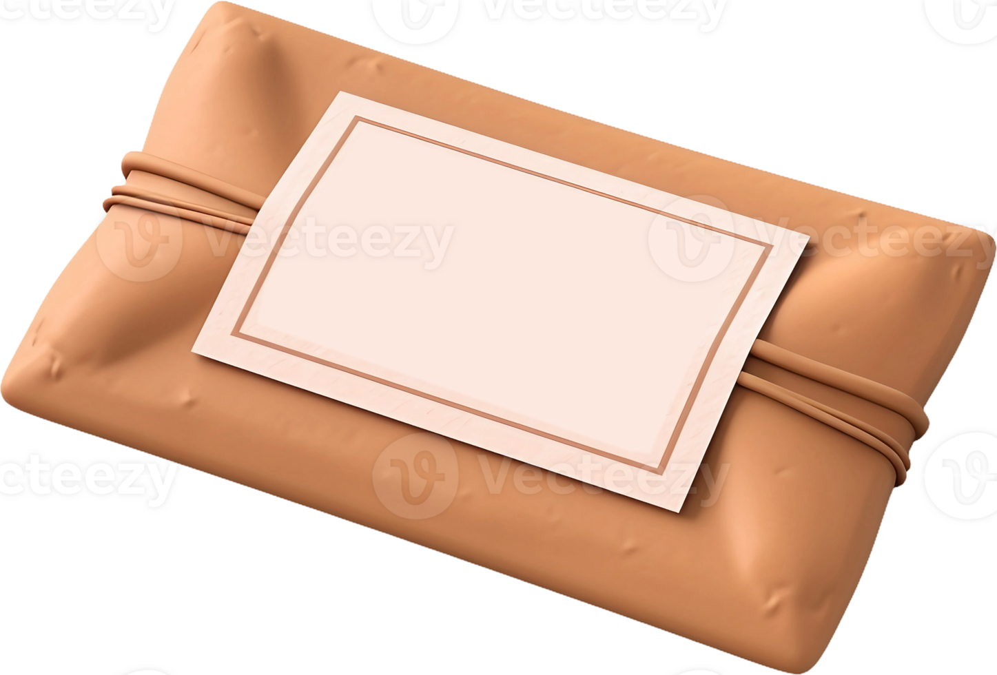 a brown soap bar with a blank label on it png