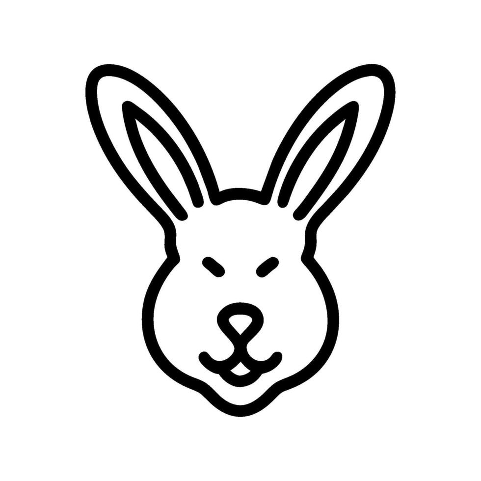 A black and white line drawing of a rabbit's face vector