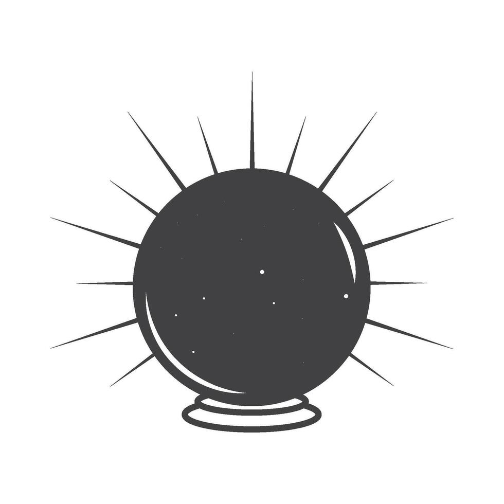 A black and white illustration of a crystal ball vector