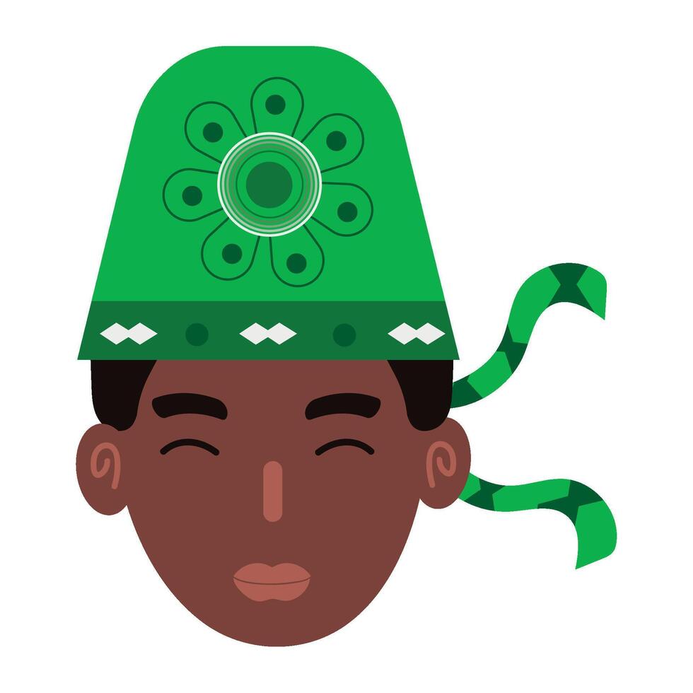 A cartoon black man wearing a green hat vector
