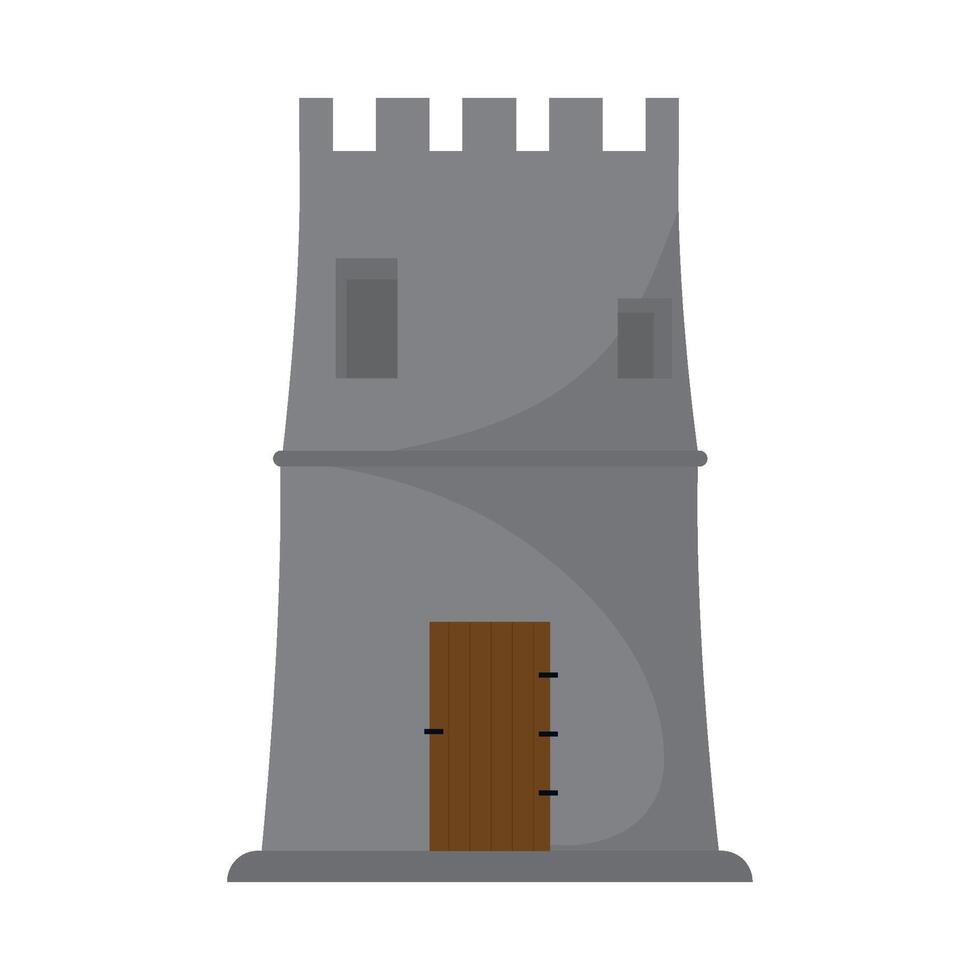 An illustration of a castle tower with a door vector