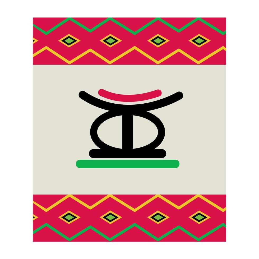 A red and green tribal pattern with a black and white symbol vector