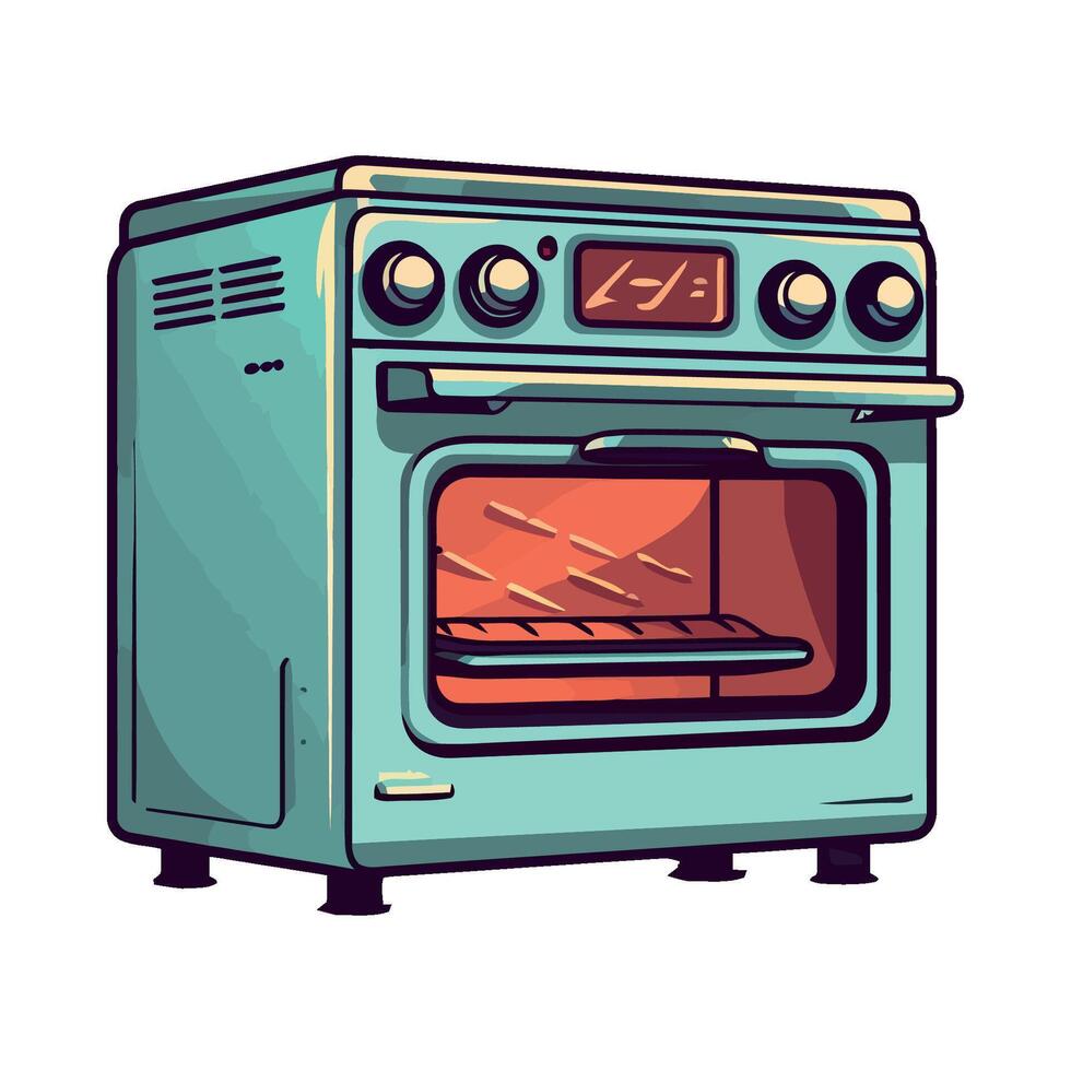 An old style oven with the door open vector
