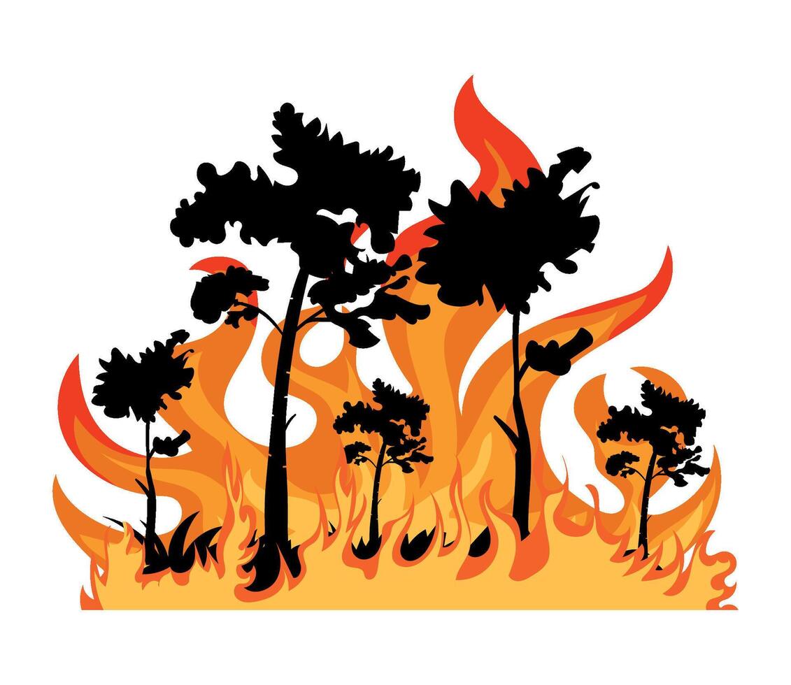 A fire and trees with flames vector
