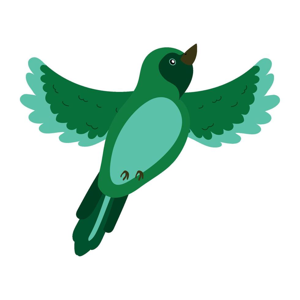 A green bird with wings spread out vector
