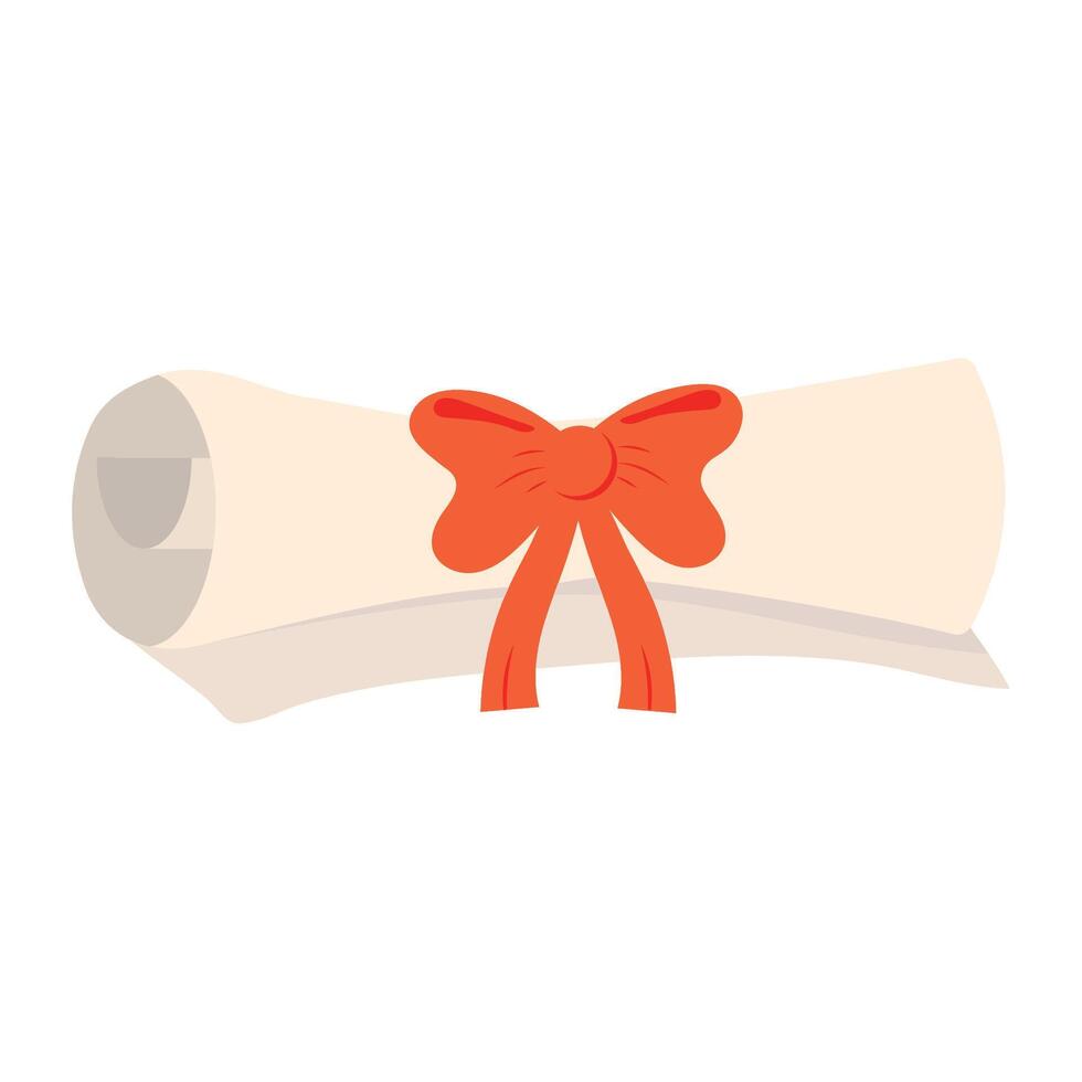 A scroll with a bow and ribbon on it vector
