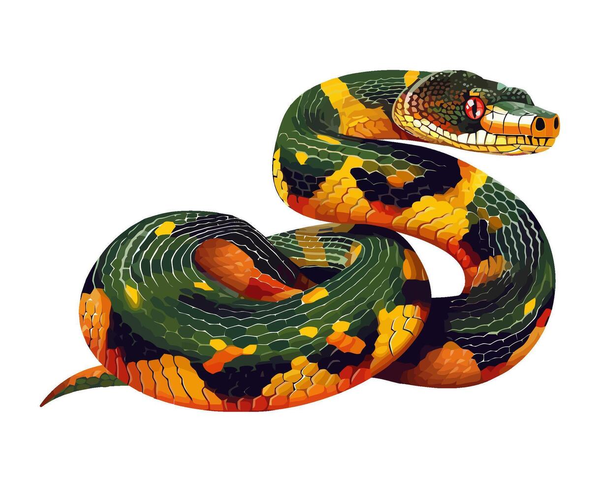 A snake with a green and yellow color scheme vector
