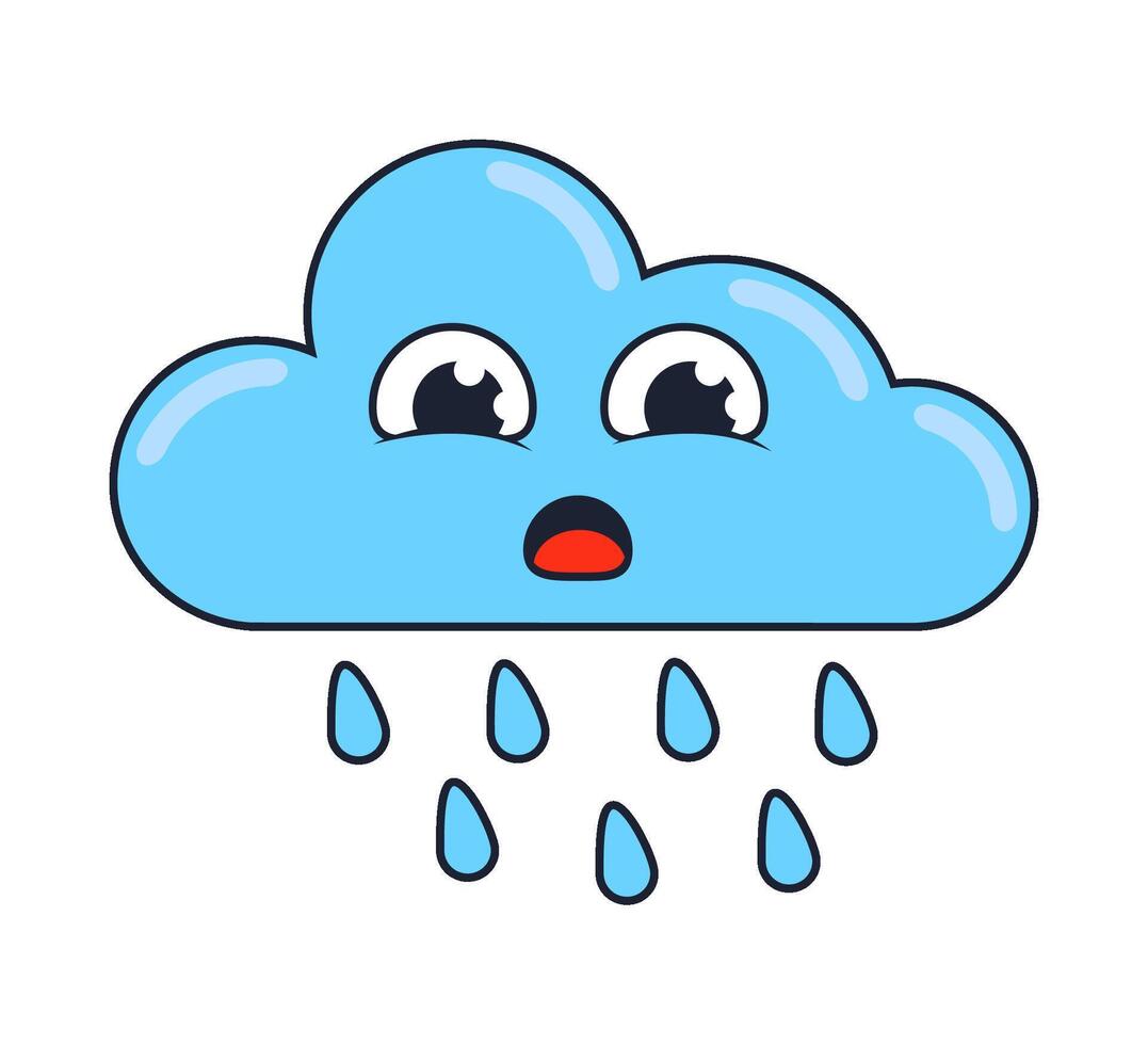 A cartoon cloud with rain drops on it vector