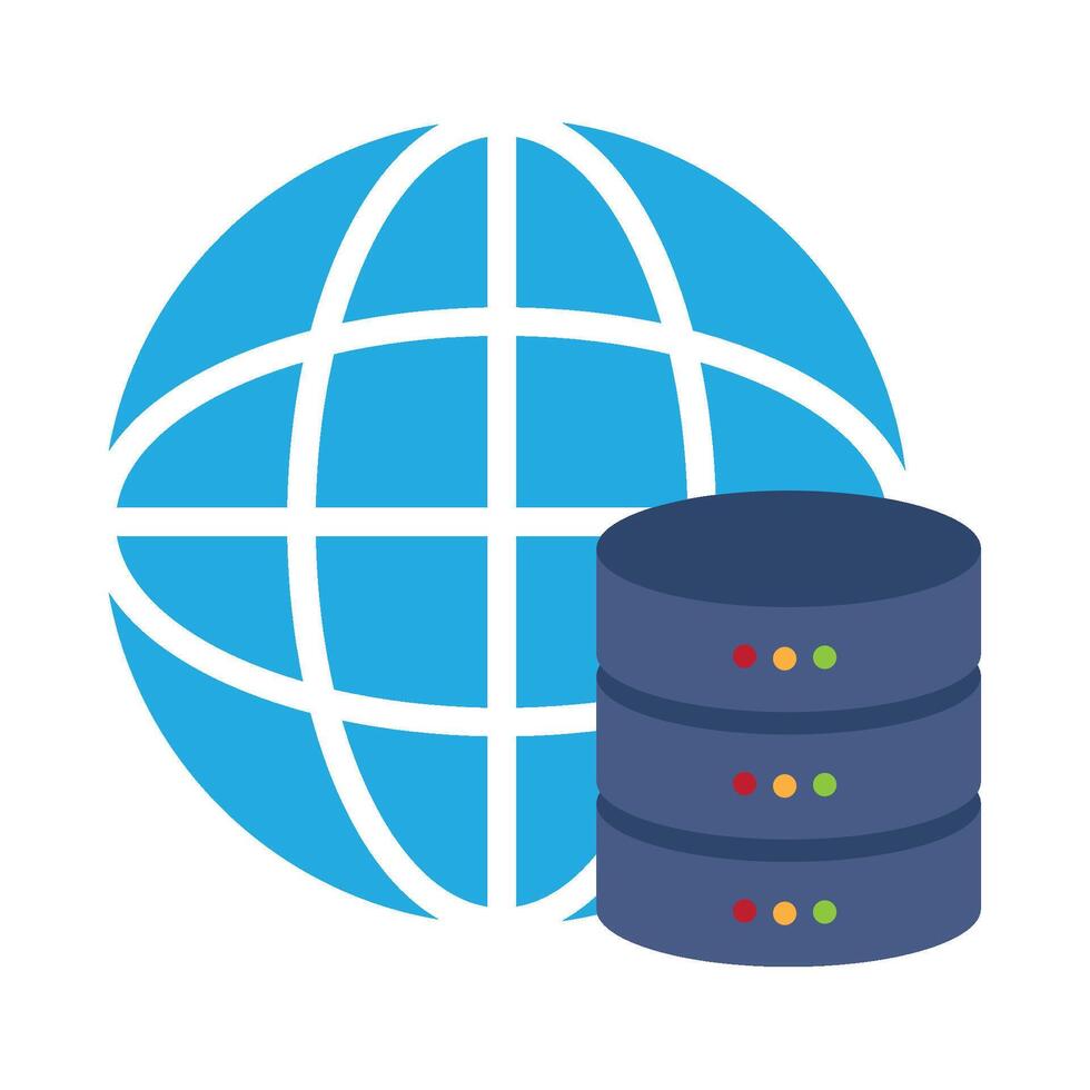 A server with a globe and a server vector