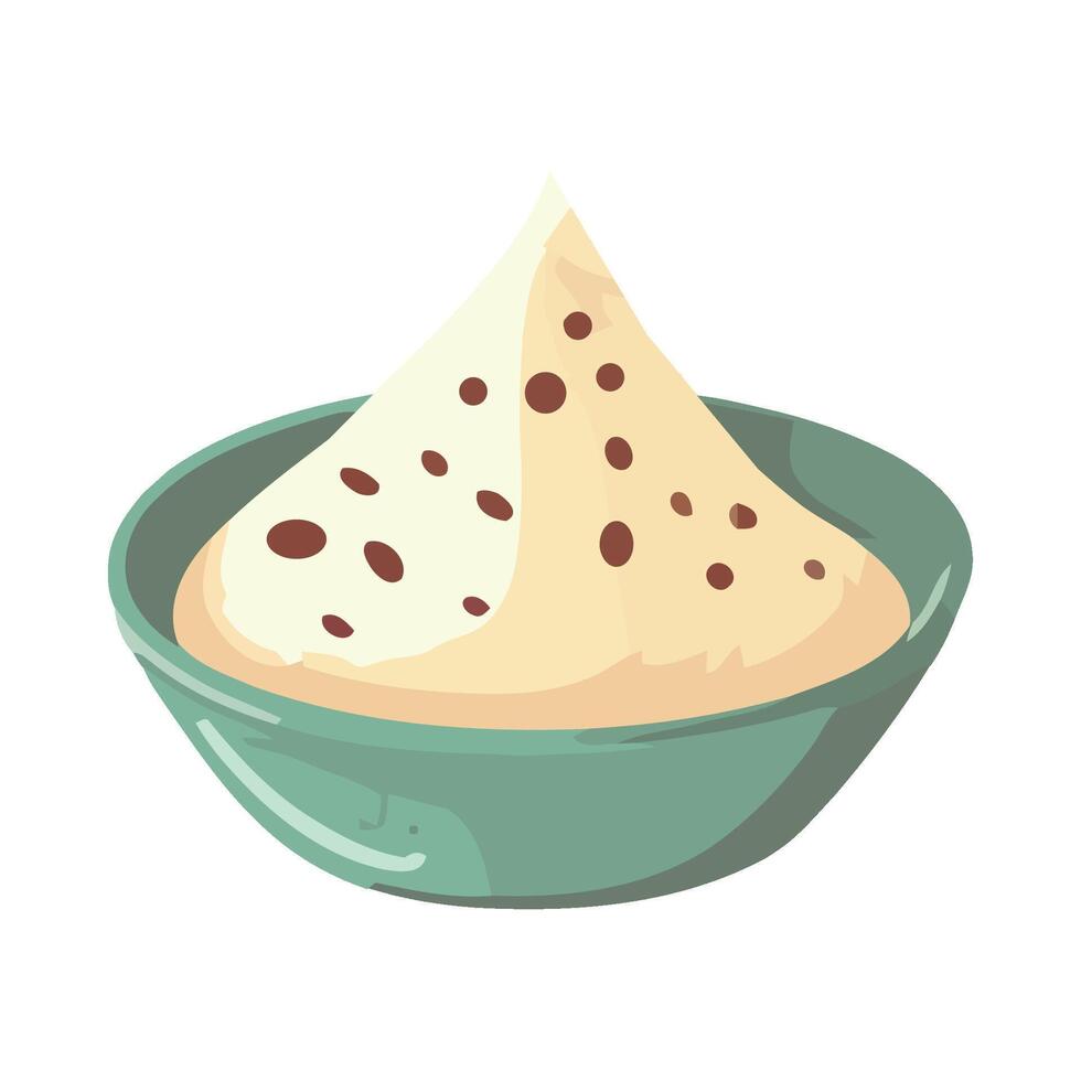 A bowl of ice cream with chocolate chips on top vector