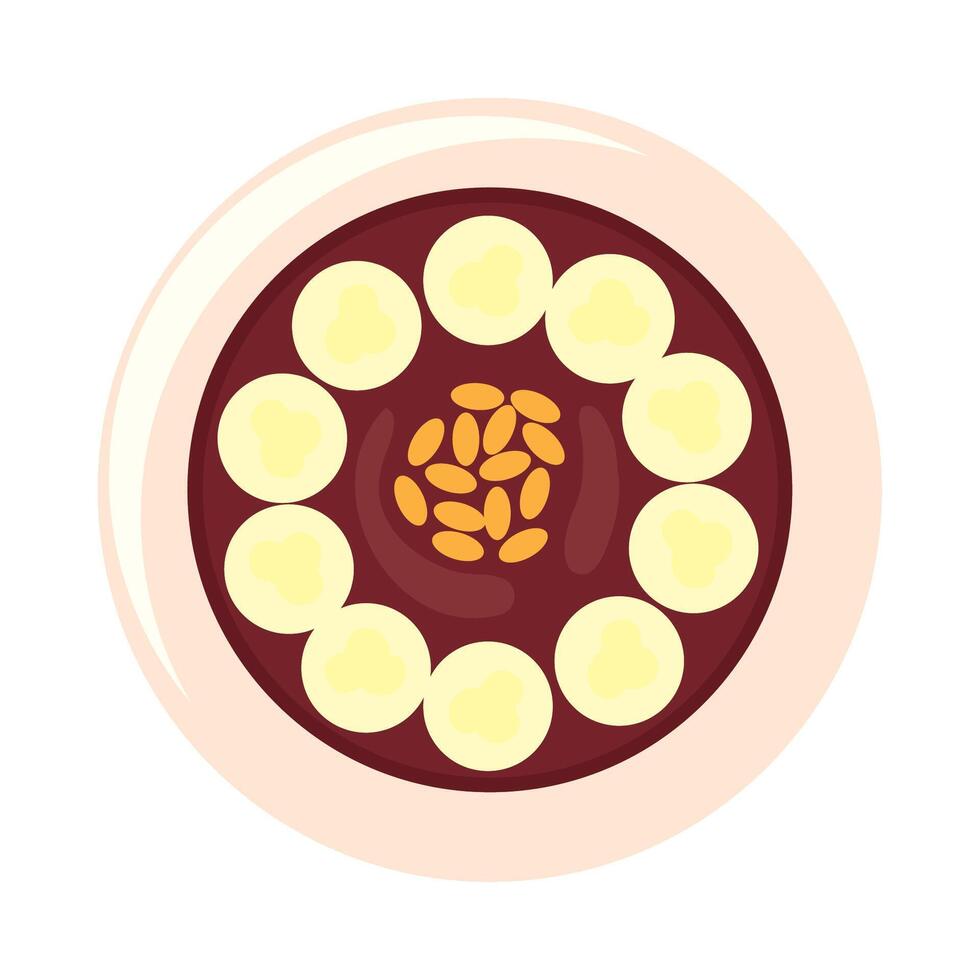 A bowl of rice with nuts and fruit in it vector