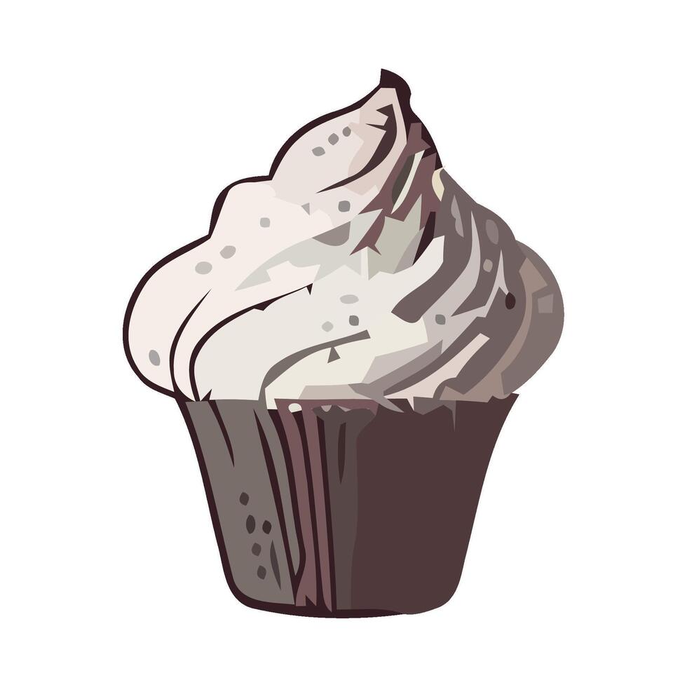 A cupcake with frosting on top is shown vector