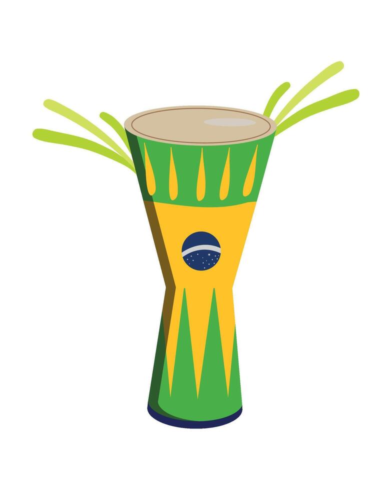 A brazilian drum with a flag on it vector