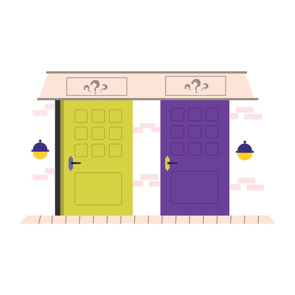 Two doors with purple and green colors vector