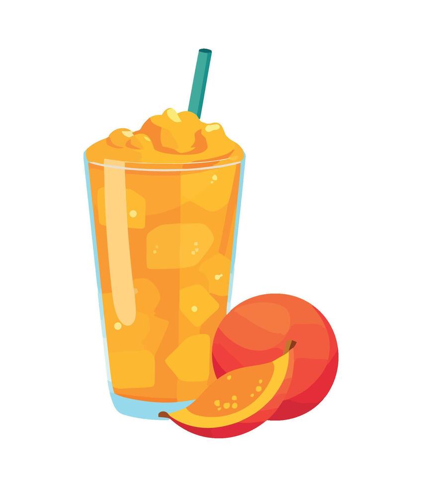 A glass of orange juice with a straw and a slice of orange vector