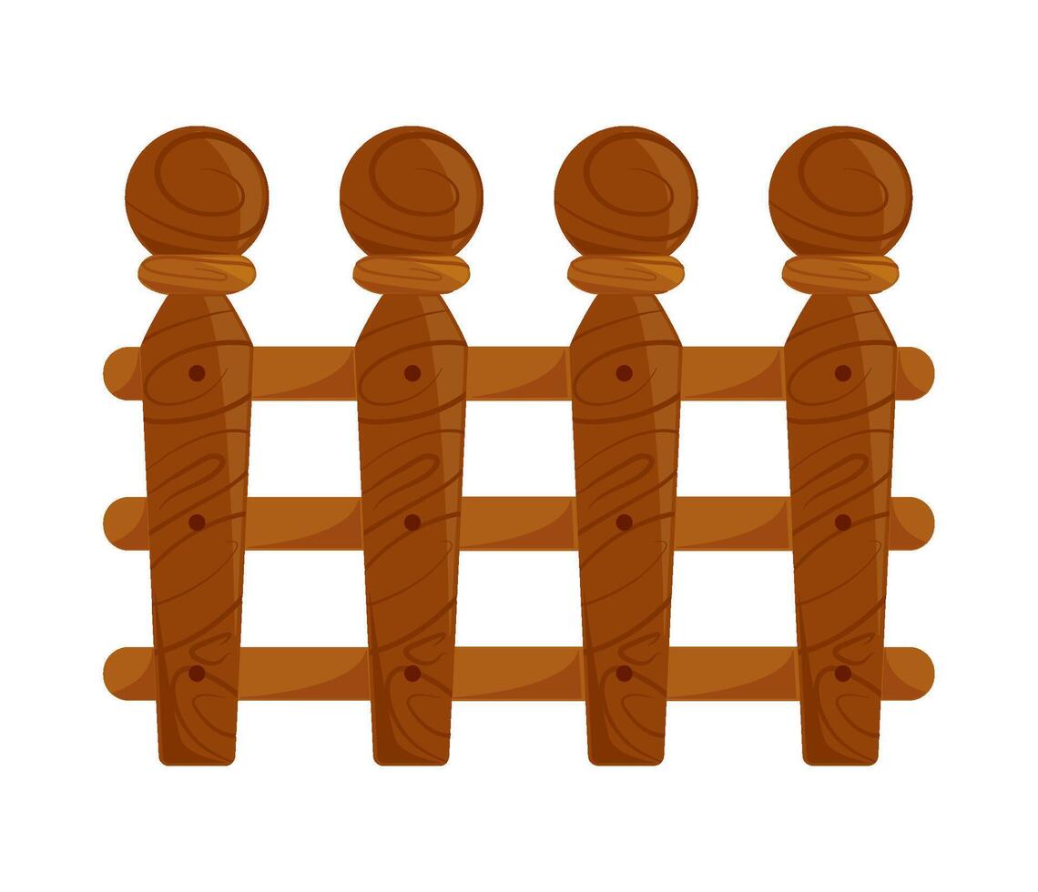 Wooden fence with wooden figures illustration vector