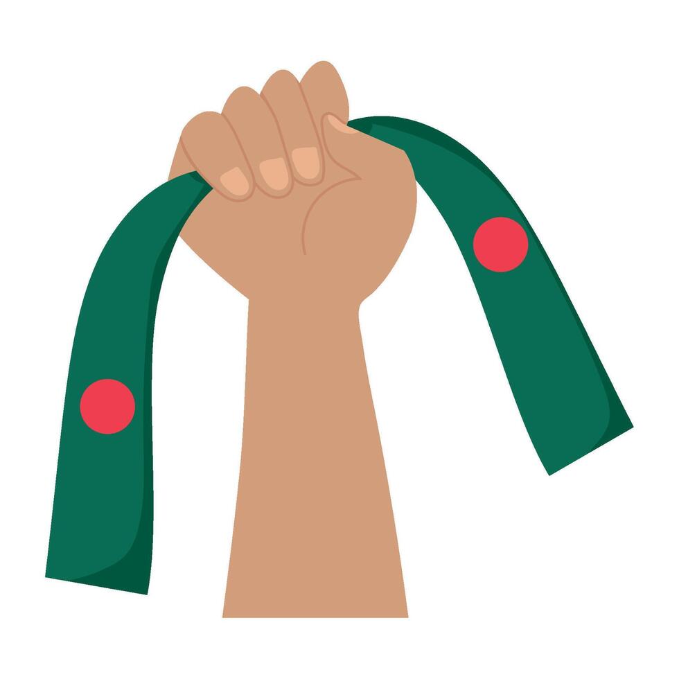 A hand holding a green ribbon with the flag of bangladesh vector