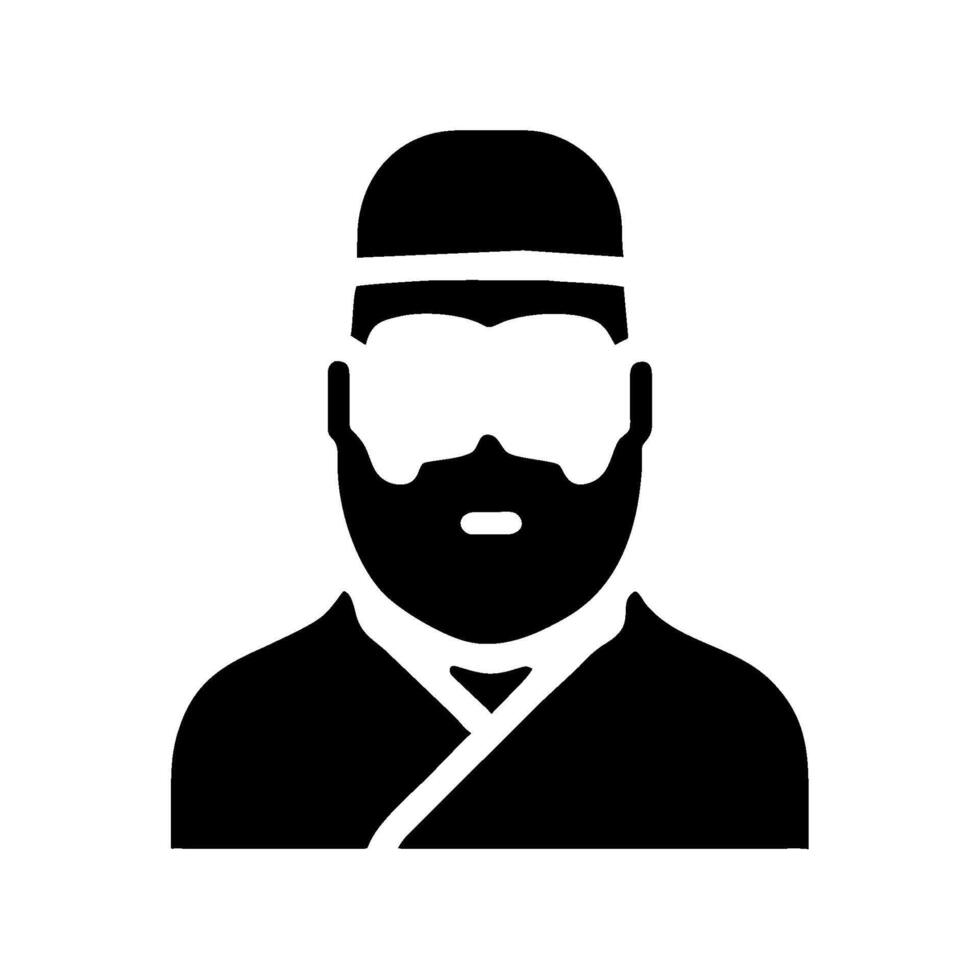 A black and white illustration of a man with a beard vector