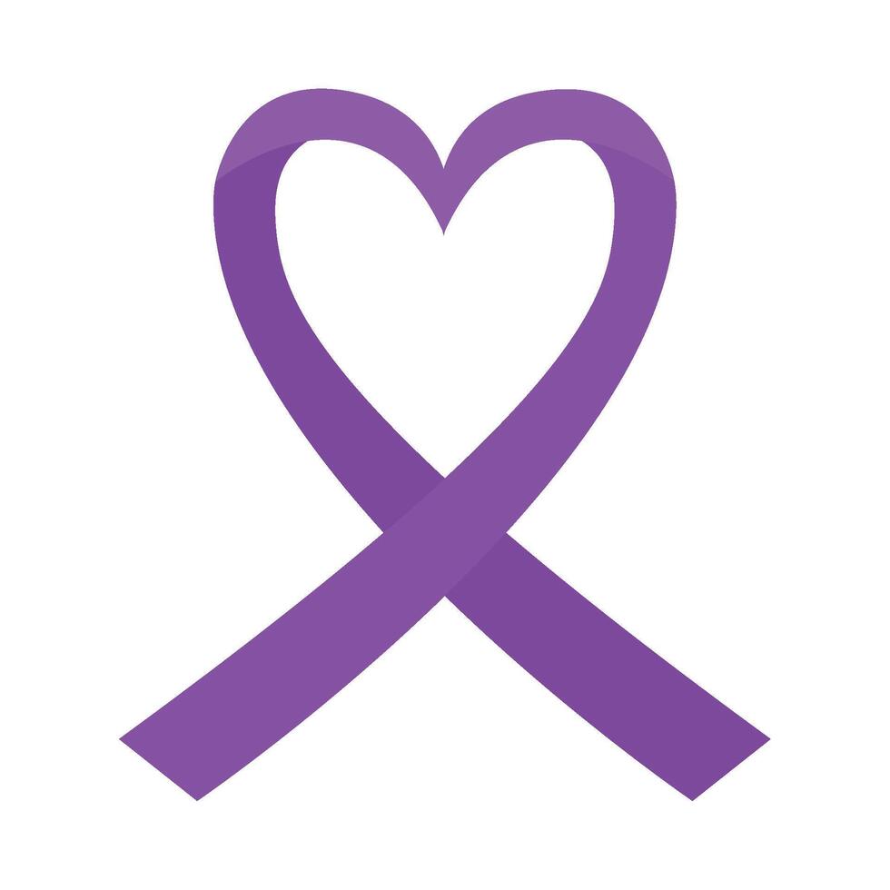Purple ribbon heart icon vector