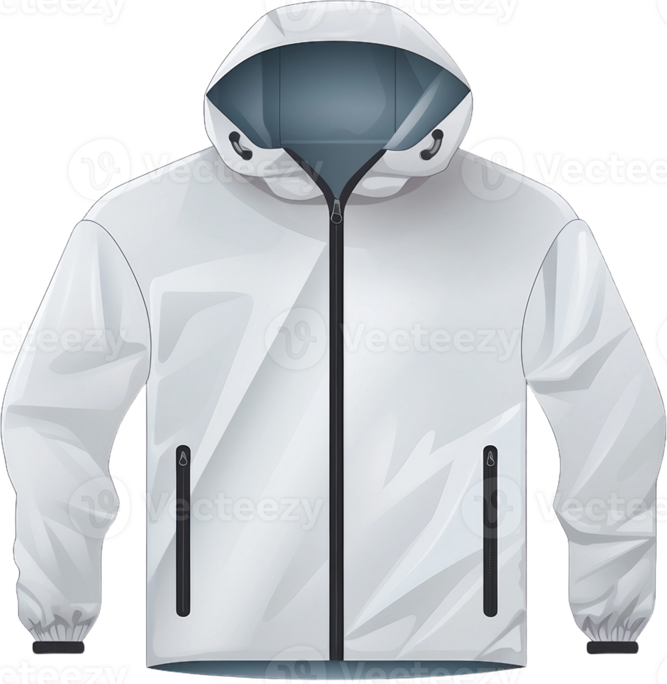 white jacket with hood on transparent background png