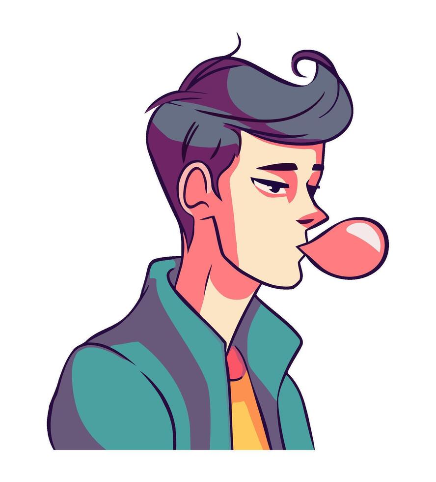 A man with a bubble gum in his mouth vector