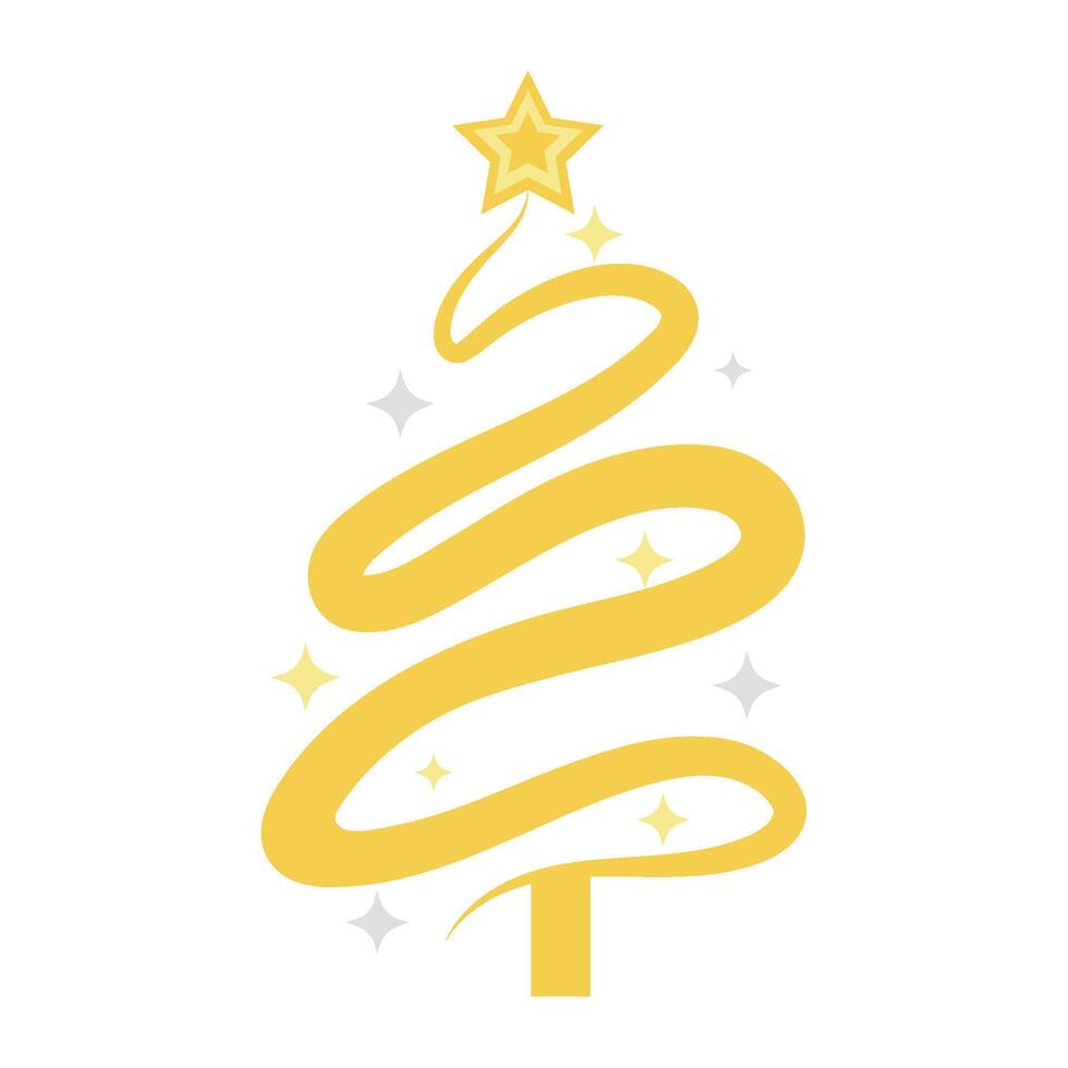 A yellow christmas tree with stars on it vector