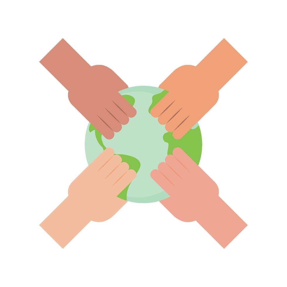 Hands holding the earth vector