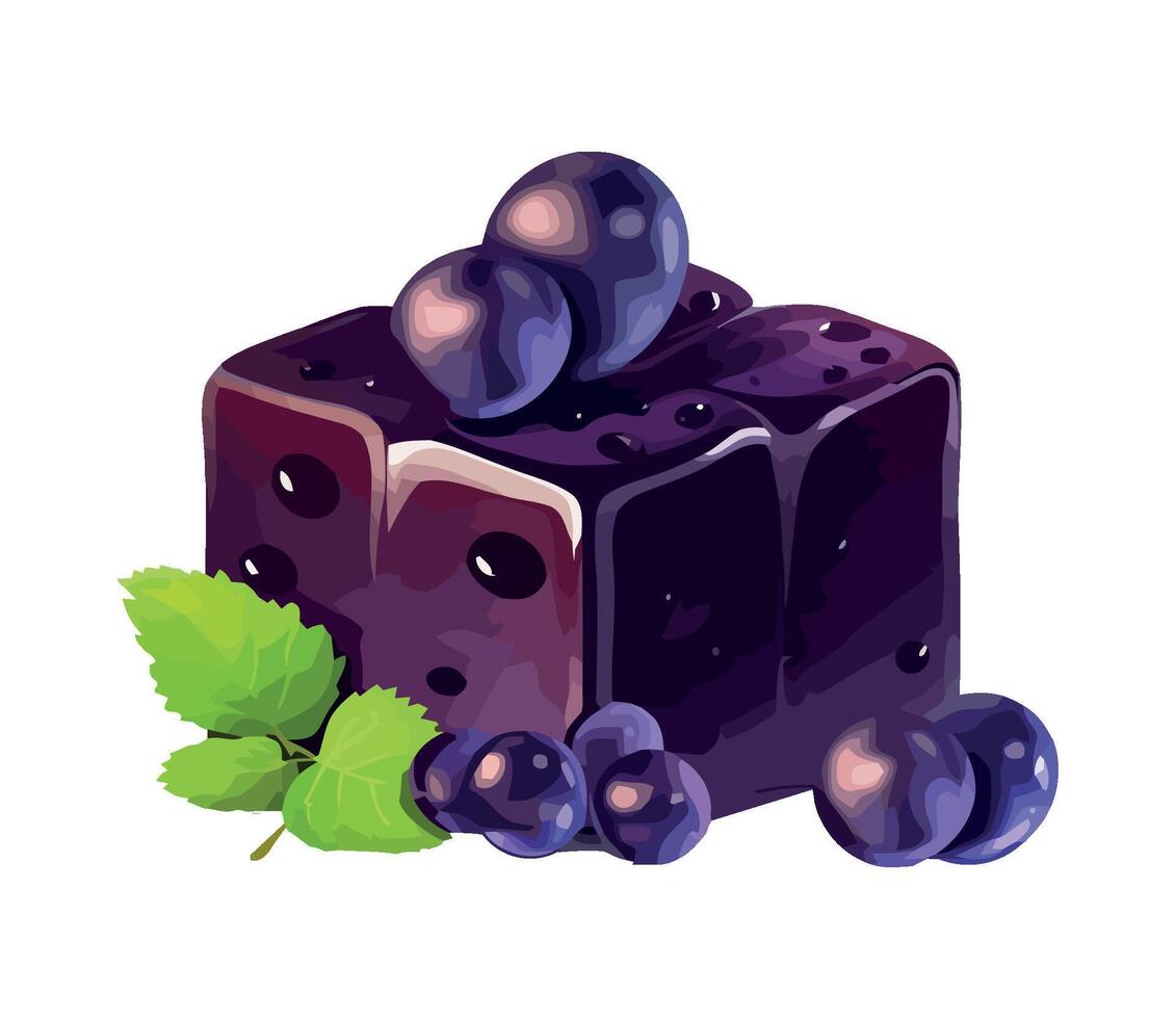 A piece of blueberry ice cream with berries on it vector