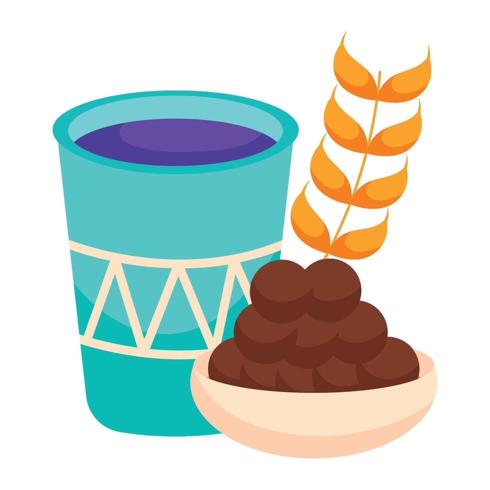 A cup of coffee and a bowl of beans vector
