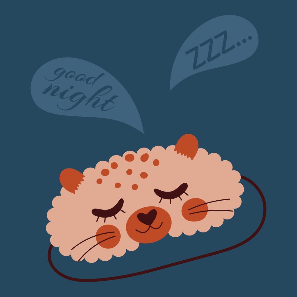 Illustration of cute sleep mask. Rabbit eye mask night accessory relax rest while traveling. ZZZ snoring symbol World Sleep Day, good night vector