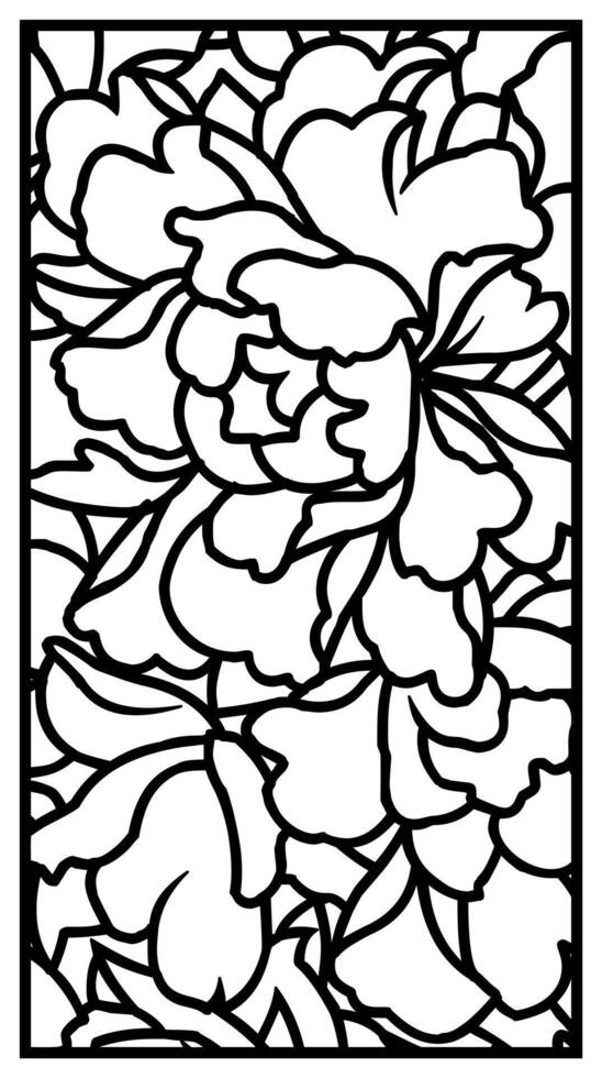 a black and white drawing of a white rose with a black frame. vector