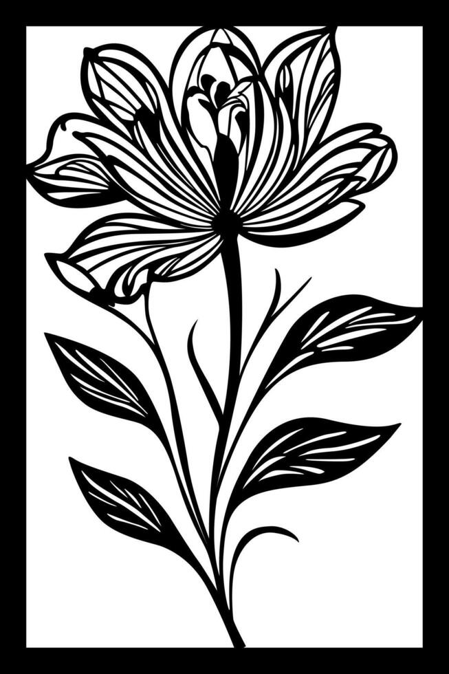 a black and white drawing of a flower with the word lily on it. vector