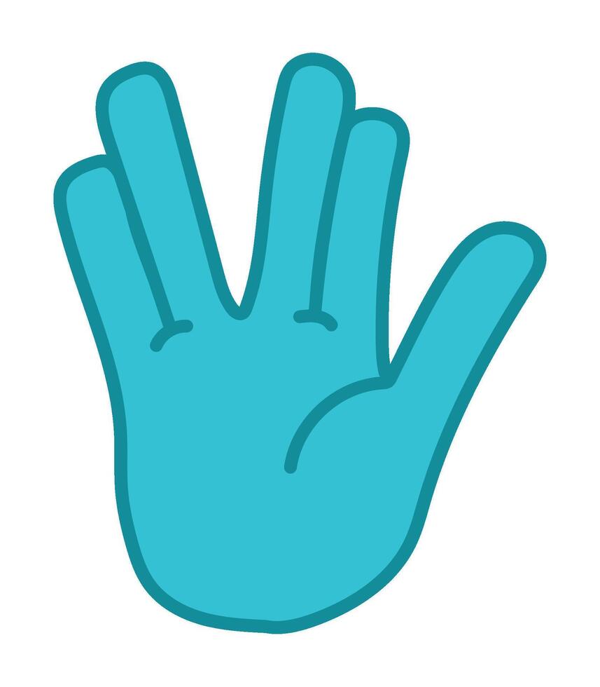 A blue hand with five fingers vector