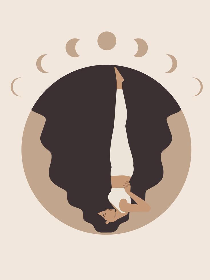 White woman doing yoga poster vector