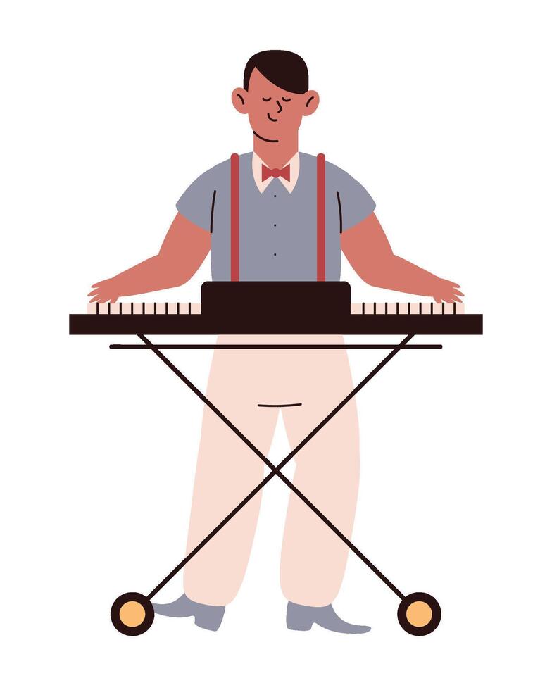 A man playing the keyboard on a piano vector