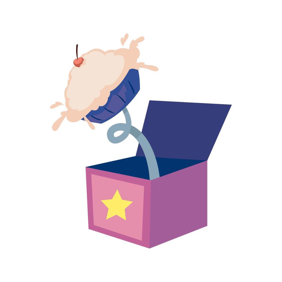 A cupcake is in a box with a star on top vector