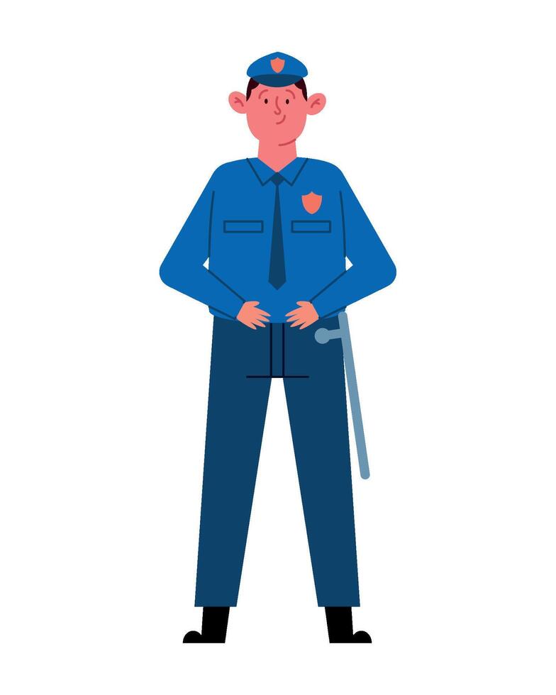 A cartoon police officer with a heart on his chest vector