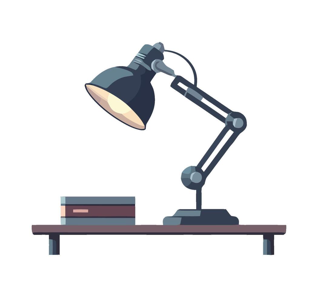 A lamp on a desk with books and a lamp vector
