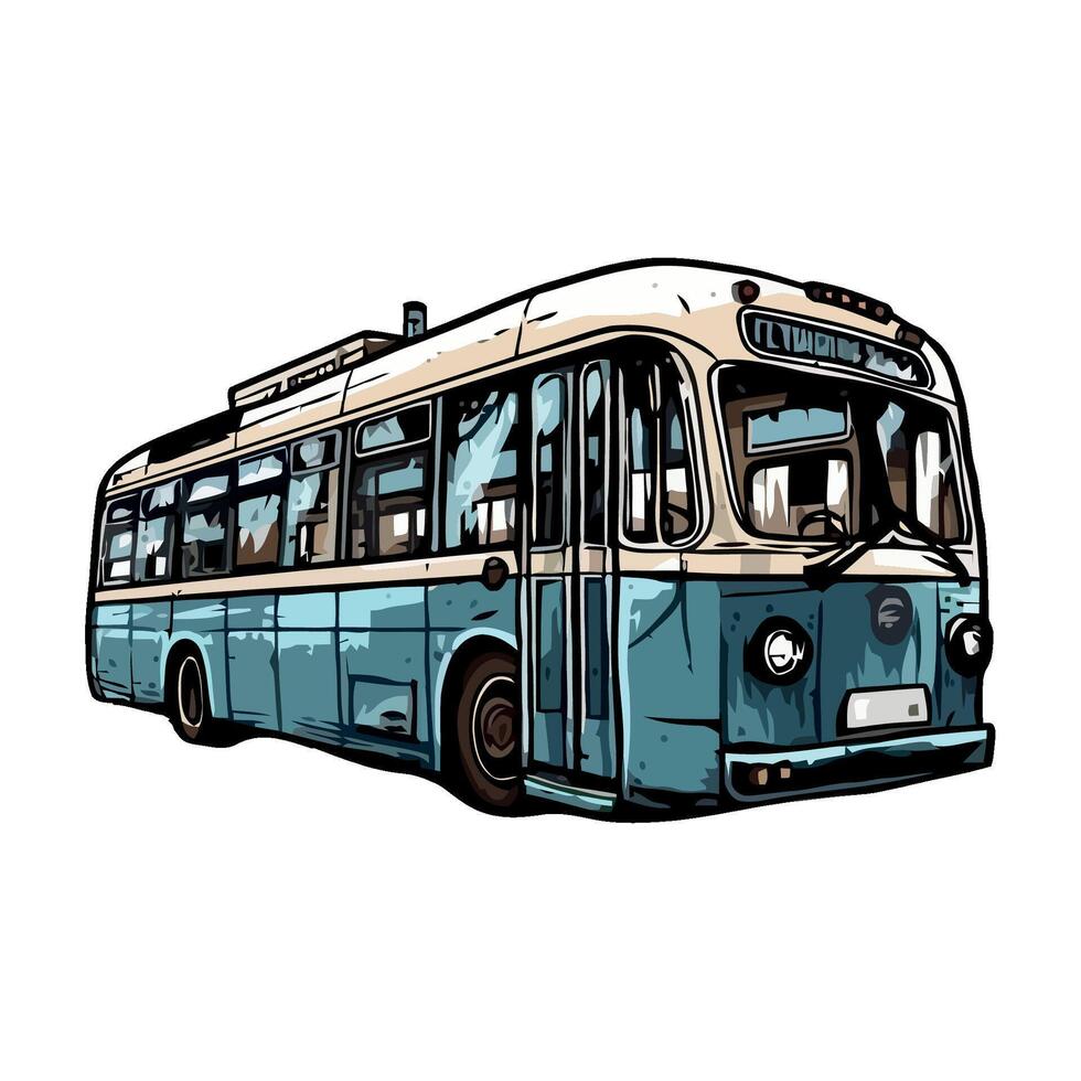 An illustration of a vintage bus on a white background vector