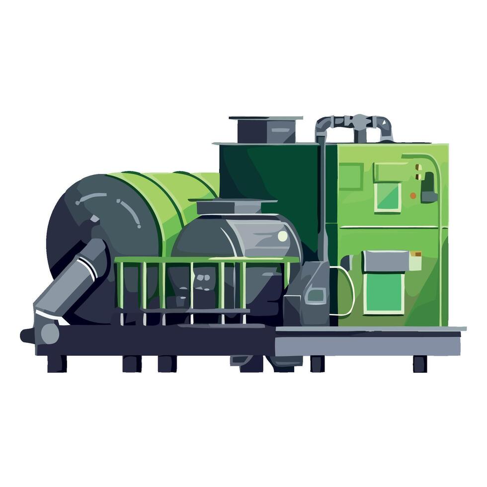 A green industrial machine with a green tank vector