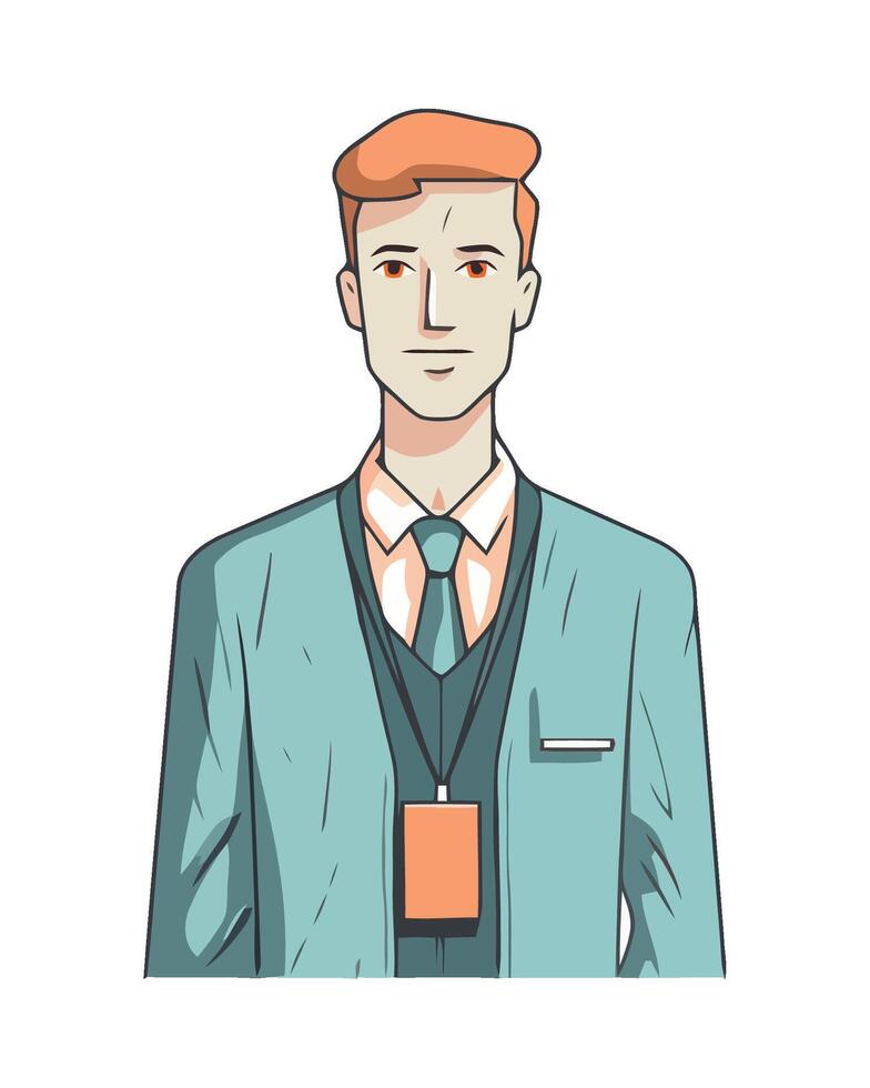 A man in a suit with a badge on his chest vector