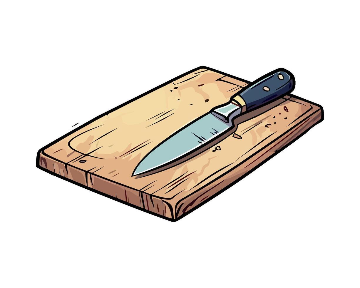 A knife on a cutting board illustration vector