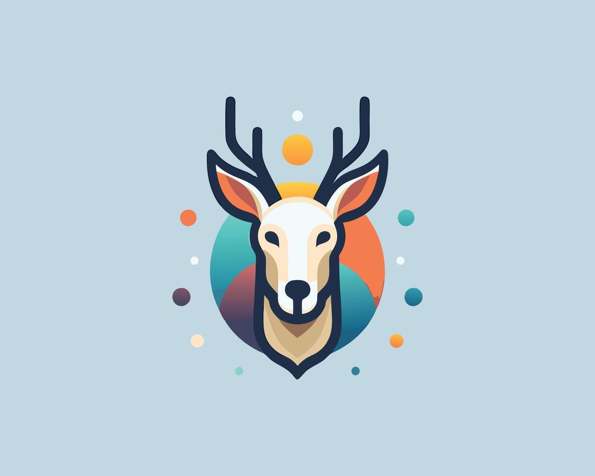 a deer head with colorful dots on it vector