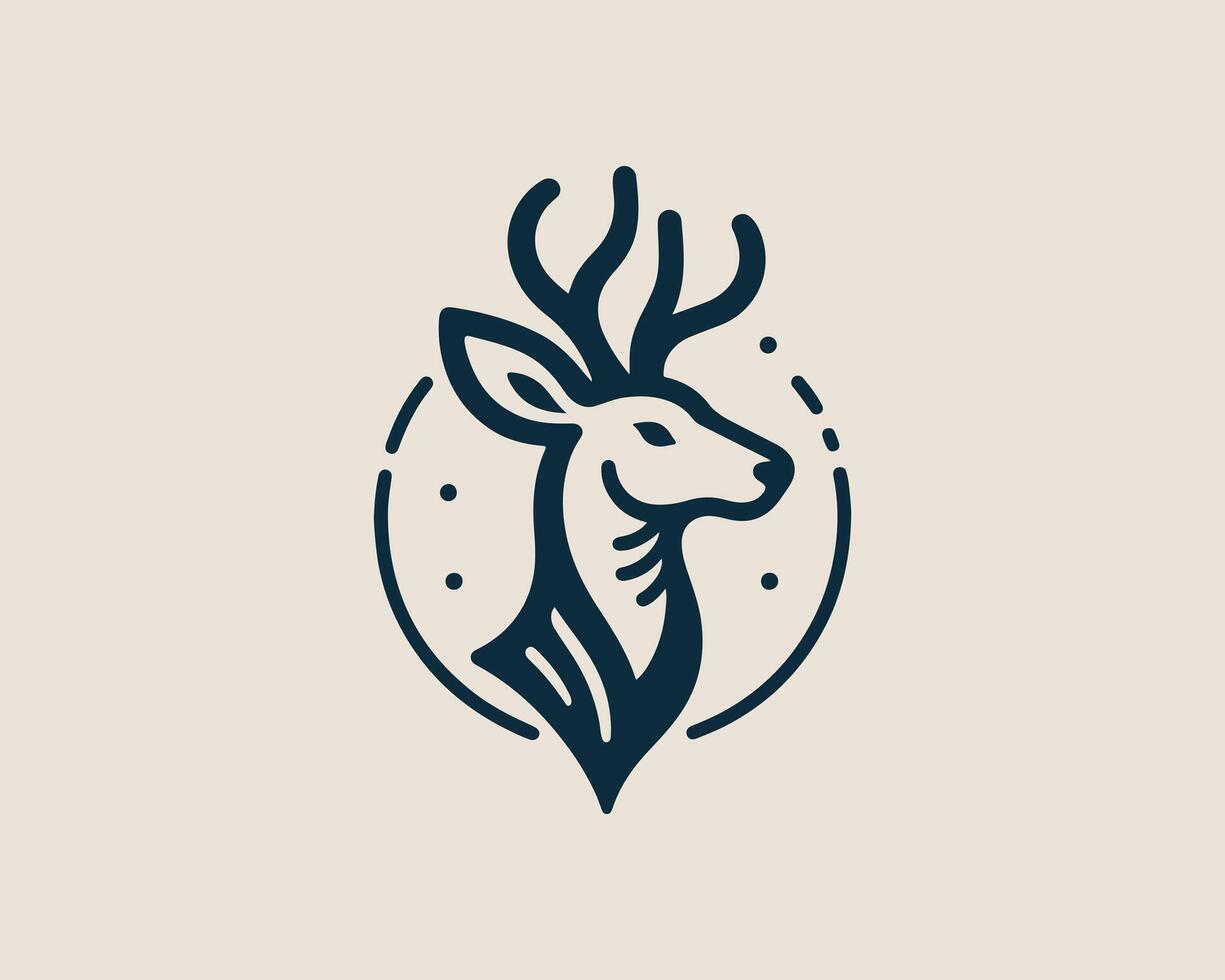 a deer head logo with a black outline vector