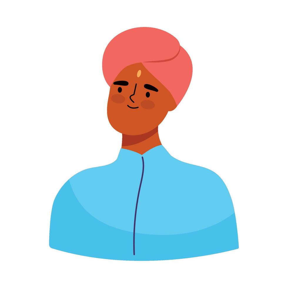 Indian man in turban avatar illustration vector