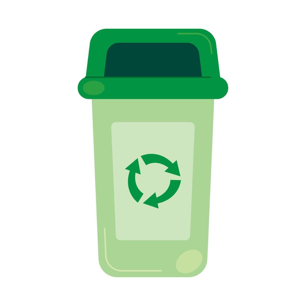 A green recycling bin with a circular arrow on it vector